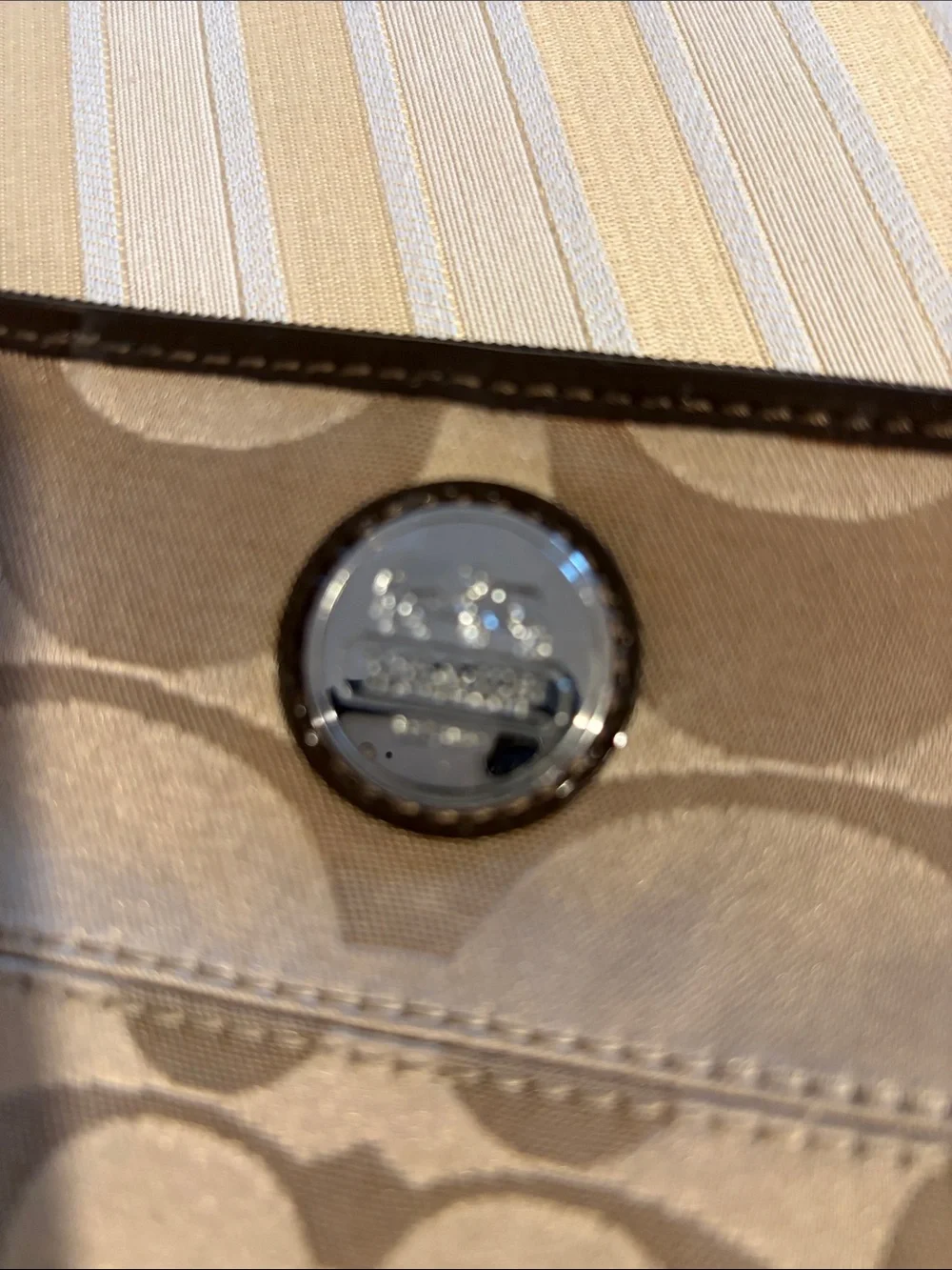 Coach Khaki and Dark Brown Signature Fabric Wristlet EUC